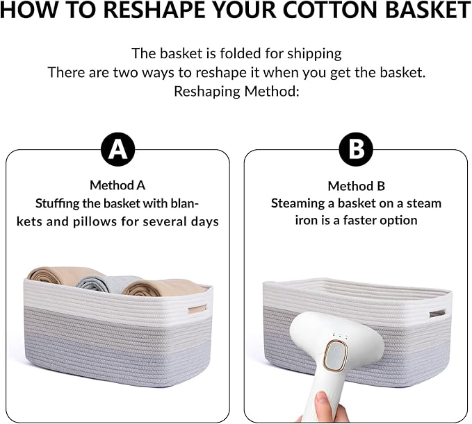 Large Storage Baskets for Organizing, Closet Shelf Baskets for Clothes Blanket Towels, Baby Nursery, Toy Bins Box, Woven Rope Baskets, 17 x 13 x 7.5”, 4 Packs Gradient Grey