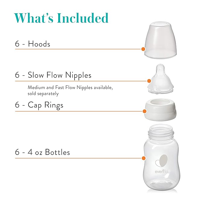 Evenflo Feeding Premium Proflo Venting Balance Plus Standard Neck Baby, Newborn and Infant Bottles - Developed by Pediatric Feeding Specialists - 4 Ounce (Pack of 6)