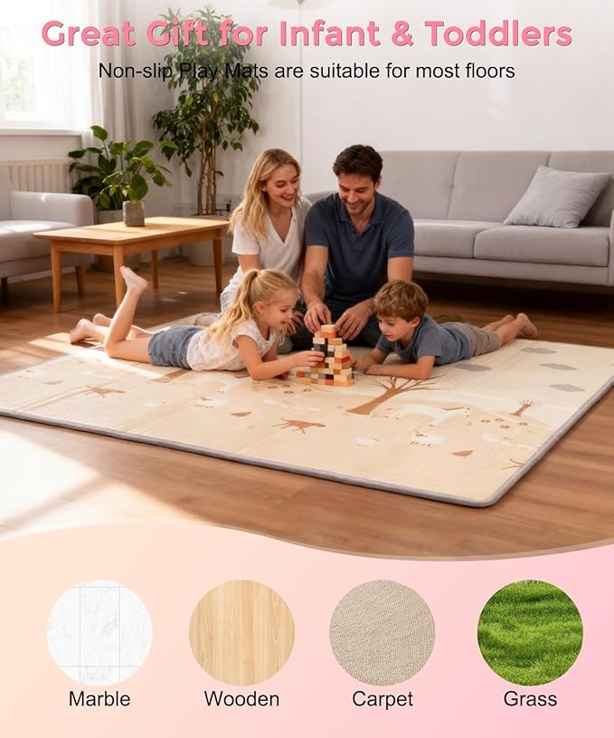 Large Baby Play Mat Foldable,0.8 Inch Waterproof Playroom,79 x 71 Playpen Mat | Outdoor Backyard Non-toxic Crawling Cushioned Infant, Folding Floormats Toddler Extra Thick Kids Playmat