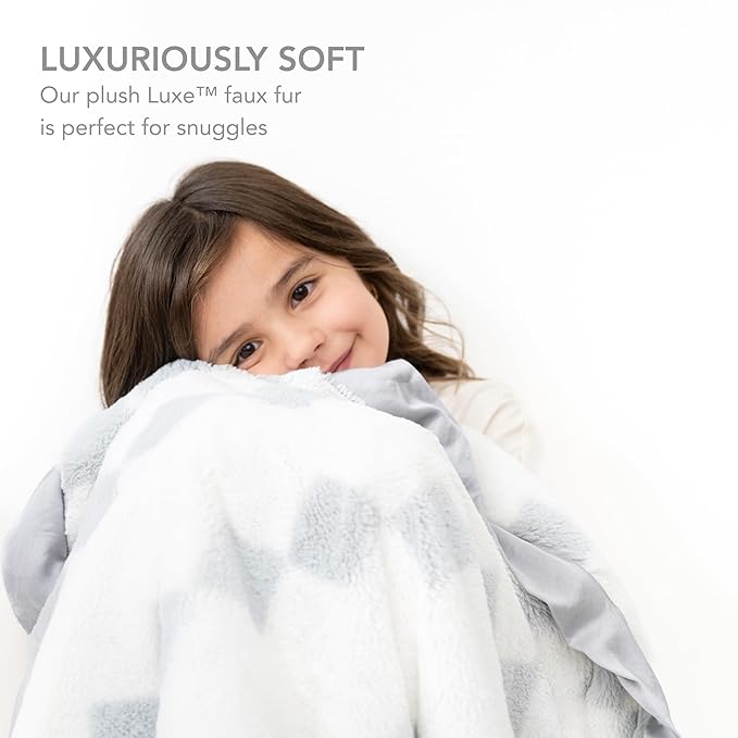 Little Giraffe Luxe Baby Blanket – 29x35” Satin Trim, Stairway Silver | Ultra-Soft, Hypoallergenic Stroller & Nursery Blanket | Perfect for Newborns & Toddlers