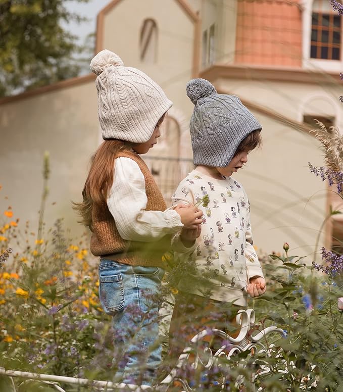 LMLALML Boys Winter Hat Earflap Knitted Beanie for Kids Warm Fleece Lined Thicken Hat for Baby