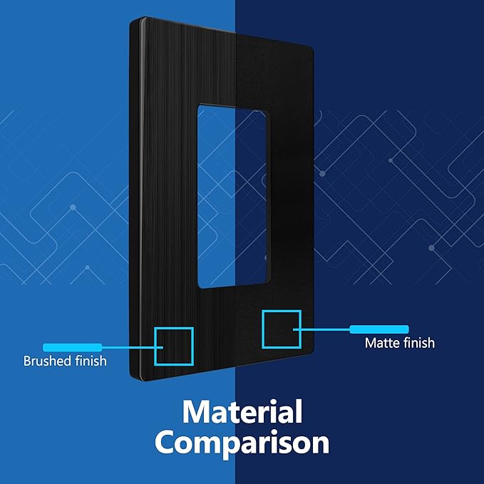 LIDER Brushed Finish Decorator Switch Cover, Screwless Wall Plate, Mid-Size 1-Gang 4.88" x 3.11", Unbreakable Polycarbonate Thermoplastic, UL Listed, LSWP-31M-BBK, Brushed Black