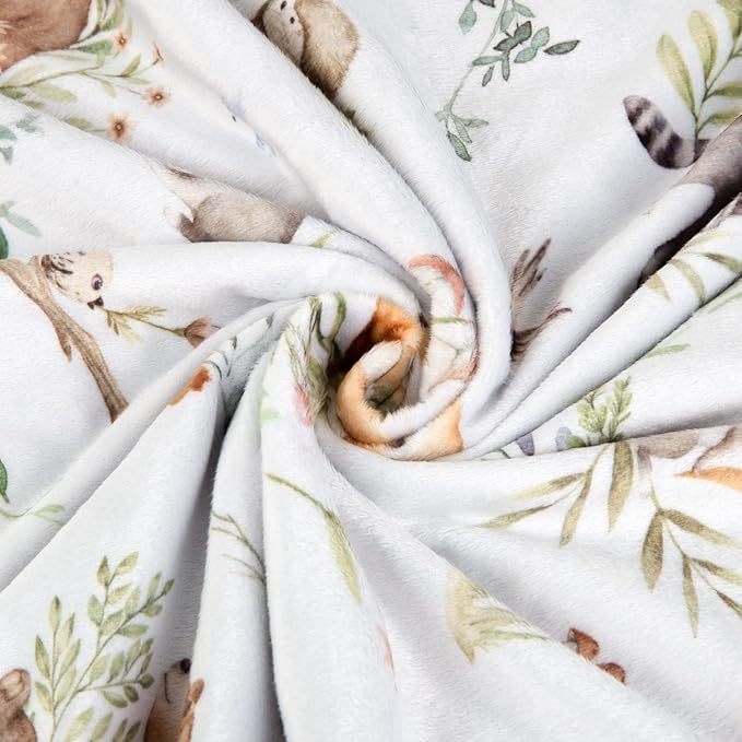 HOMRITAR Baby Blanket for Kids with Animal Woodland Soft Plush Minky Blanket with Double Layer Dotted Backing for Bed Sofa Traveling 50 x 60 Inch(125x150cm)