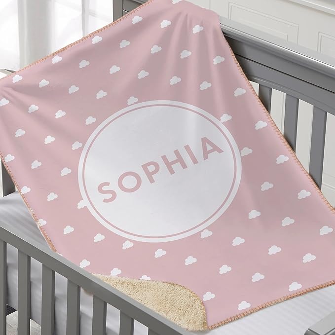 Personalized Baby Blanket for Kids Girls Boys. Custom Baby Blanket with Name for Newborn Swaddle Toddler, Nursery Decor Kids Blanket. (Simple and Sweet Personalized Baby(Pink))