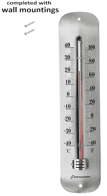 12.2 Large Numbers Premium Steel Outdoor/Indoor Thermometer Waterproof Vintage Style Decorative