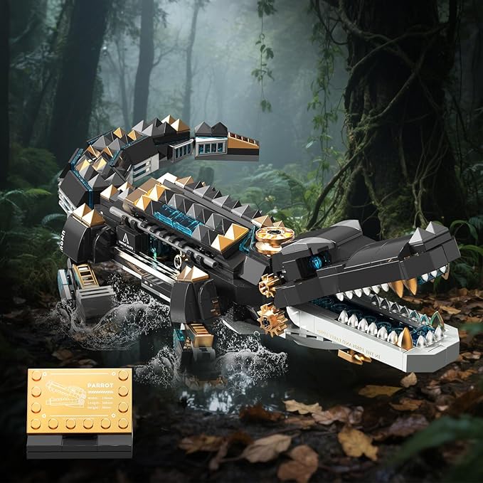 Crocodile Building Sets,STEM Dinosaur World Park Building Toy,Sea Creatures Creativity Model Building Kit,Mechanical Animal Brick Set,Birthday Christmas Valentines Gifts for Kids Boys Girls 8+