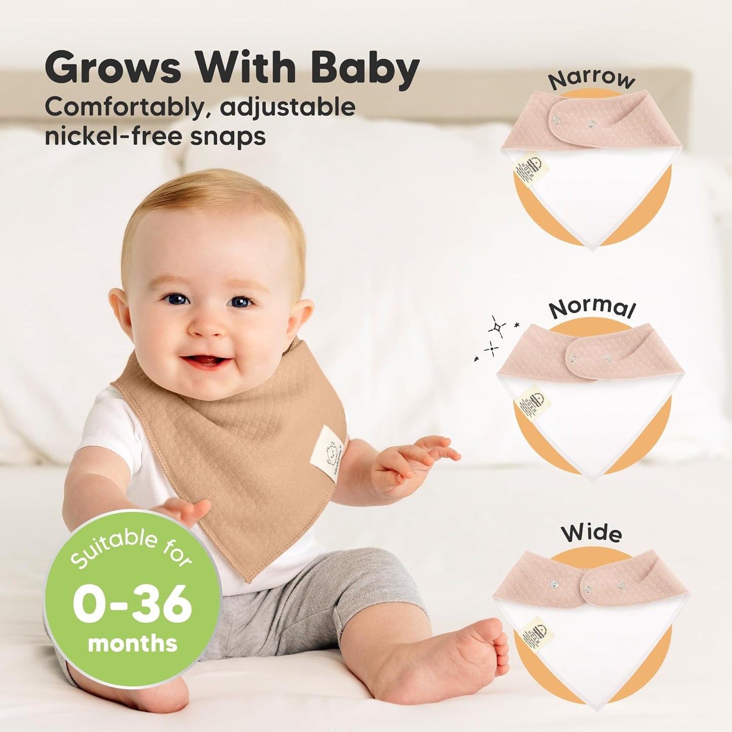 KeaBabies 8-Pack Bandana Bibs for Baby Girls, Boys - Organic Cotton Baby Bibs for Drooling & Teething Newborn, Toddler, Infant 0-36 Months, Extra Soft, Absorbent Cloth with Snaps (Driftwood)