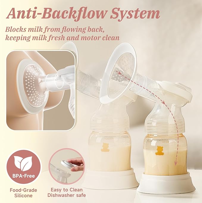 Snow Bear Electric Breast Pump, 4 Pumping Modes & 9 Intensity Levels, Portable Split-Tube Design for Double/Single Use 2500mAh Battery, Fast Charging, Quiet & Easy to Clean