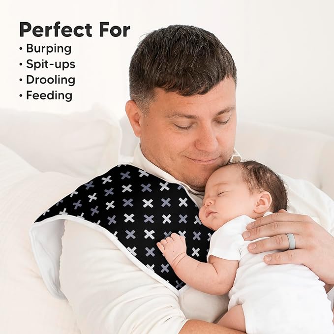 Organic Burp Cloths Baby Boy & Girl - 5-Pack Super Absorbent Cotton Burping Cloths for Babies, Soft & Plush Newborn Spit Up Rags, Infant Towels for Milk Spit Up, Unisex, Large 21" x 10" (MONOS)