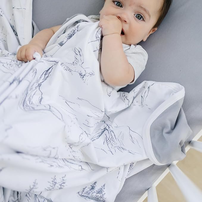 Pobibaby Premium 3-Layer Baby and Toddler Blanket – Ultra-Soft Cotton Blend, Breathable Baby Blankets for Boys & Girls, 50''x50'' Soft Blanket, Neutral Design (Explore Monochrome)