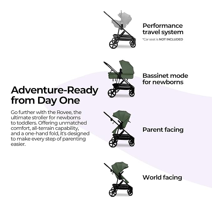 MAMA & BABY Rovee 2-in-1 Baby Stroller, Convertible Infant & Toddler Stroller with Reversible Seat, Large UPF 50+ Sun Canopy, Foldable Stroller with Shock-Absorbing Wheels & Storage Basket
