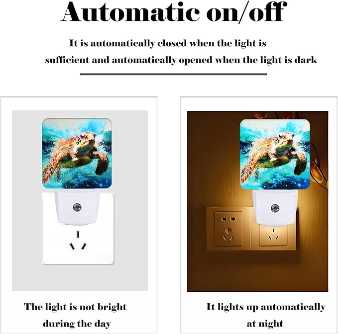 Sea Turtle Night Light,Plug-in Nightlights Auto Sensor Night Lamp Dusk-to-Dawn Lamp Home Decor for Nursery Children Girls Boys
