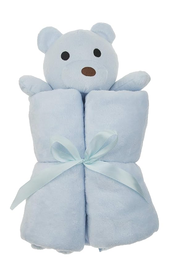 Custom Catch Personalized Teddy Bear Baby Blanket Gift for Boy - Blue