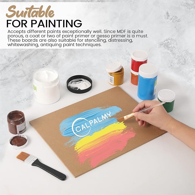 (8-Pack) CalPalmy 11” x 14” MDF Boards - 1/4” Thick Boards for Carpentry, Interior Design, Hobby Crafts, and More - with Smooth, Unfinished Sides and Sanded Edges