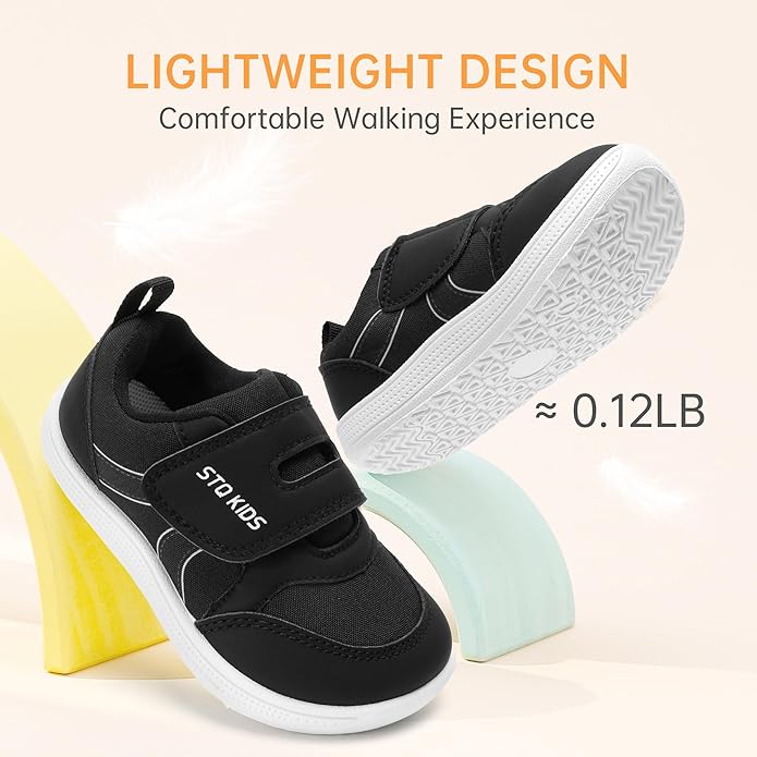 Toddler Wide Toe Box Barefoot Shoes Boys Girls Sneakers Kids Tennis Shoes Preschool Non Slip Lightweight Comfortable First Walking Shoes Running Outdoor Activities