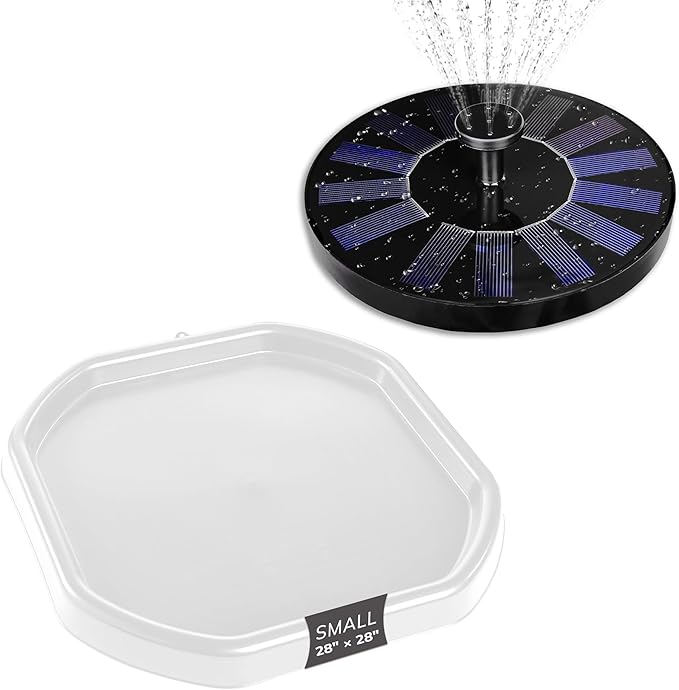 MEKA Tuff Tray with Solar Fountain, Sensory Water Play Tray for Kids, Outdoor Indoor Messy Play, STEM Activities, Classroom or Home Use ((White, Small 28" x 28"))