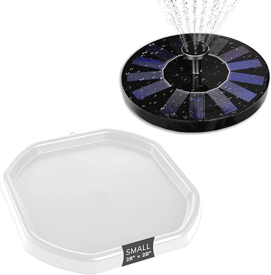 MEKA Tuff Tray with Solar Fountain, Sensory Water Play Tray for Kids, Outdoor Indoor Messy Play, STEM Activities, Classroom or Home Use ((White, Small 28" x 28"))