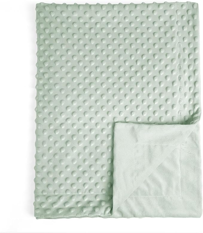 david's kids Micro Fleece Minky Baby Blanket for Girls with Double Layer and Soothing Raised Dots, Breathable and Soft Lightweight Receiving Blanket for Newborns 30x40 Inches, Sage Green