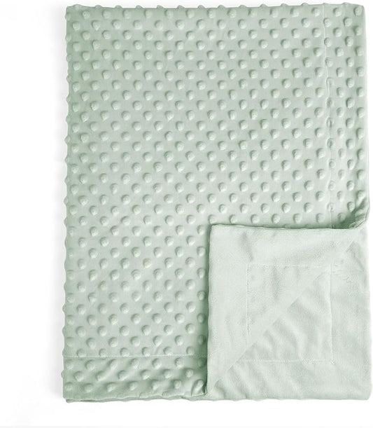 david's kids Micro Fleece Minky Baby Blanket for Girls with Double Layer and Soothing Raised Dots, Breathable and Soft Lightweight Receiving Blanket for Newborns 30x40 Inches, Sage Green
