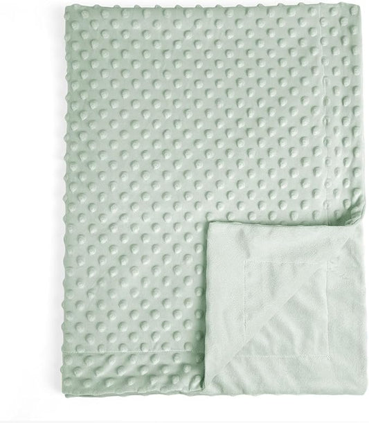 david's kids Micro Fleece Minky Baby Blanket for Girls with Double Layer and Soothing Raised Dots, 40x50 Inches Breathable and Soft Lightweight Receiving Blanket for Newborns, Sage Green