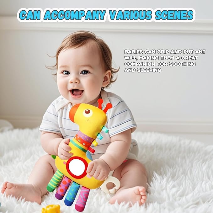 Baby Toys for 3 6 9 12 Months, Bassinet Toys for Infant & Toddlers, Crib Stroller Hanging Doll for Stimulating Baby’s Senses and Developing Motor Skills (Giraffe)