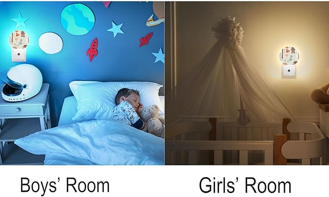 Axayaz Animal Night Light Plug Into Wall Fox Bear Bunny Elk Hedgehog Birds Mushrooms Trees Cartoon Flower Auto Sensor LED Dusk to Dawn Light for Bedroom Staircase