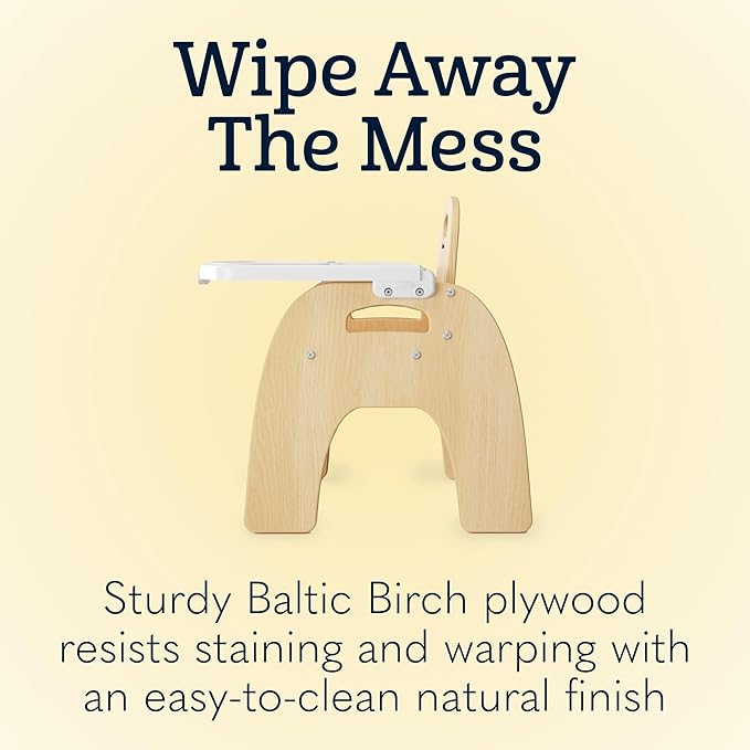 Foundations Easy Serve Low Wood Feeding Chairs Multipack, Adjustable Harness, Removable Dishwasher Safe Tray, No-Tip Base, Stackable Toddler Chairs, 2 Pack (7 inch)