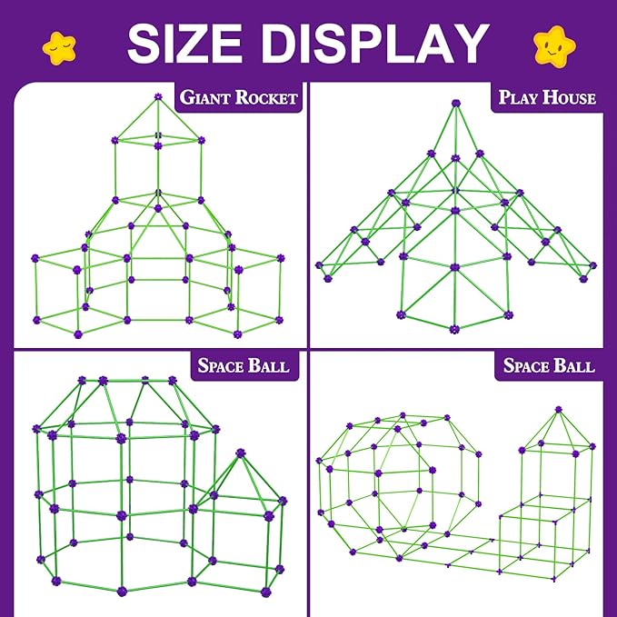 Glow In The Dark Fort Building Kit for Kids,STEM Construction Toys, Educational Gift for 3 4 5 6 7 8 9 10 11 12 Years Old Boys and Girls,Ultimate Creative Set for Indoor & Outdoors Activity,200 Pcs