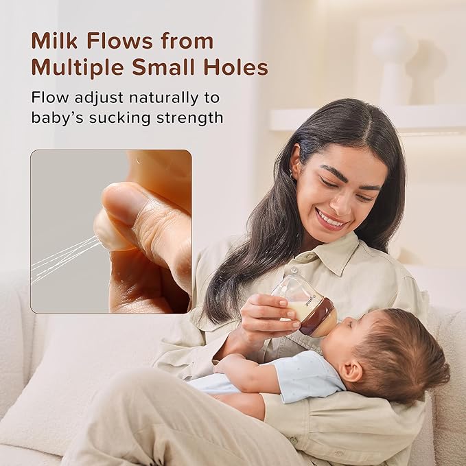 Thyseed PPSU Natural Anti-Colic Baby Bottles | Newborn Breast Like Nursing Bottle for Breastfed Babies with Nipple(3-7 Months),8oz,1 Pack