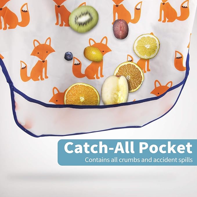 Long Sleeve Bibs For Babies 6-24 Months Full Coverage Shirt Bib for Baby Boys Girls Waterproof Smock Bibs with Sleeves Toddler Mess Free Bib for Eating with Pocket, 3 Pack