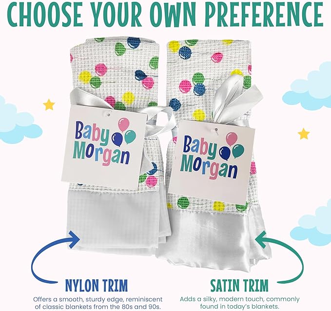 Blankets - Thermal Waffle Warm Baby Blanket for Crib - Soft and Cozy Baby Crib Blanket for Nursery, Stroller, or Naptime Comfort - Ideal Shower Gift - Ballon Pattern, Nylon Trim(36" x 50")