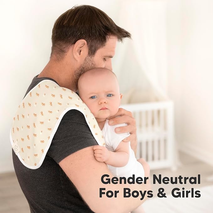 5-Pack Muslin Burp Cloths Baby Boy, Girl - Very Absorbent Baby Burp Cloth Rags, 8-Layers Viscose Derived from Bamboo Cotton Muslin Towel, Super Soft Spit Up Rags, No Shrink Washcloths (Roarsome)