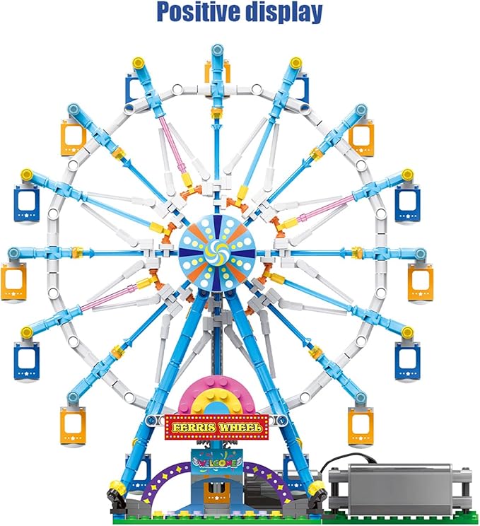 Rotating Ferris Wheel Building Blocks Kit,with Lights Amusement Park Building Construction Toys Set for 6+ Year Boys.Girls.Adult(870 Pieces)