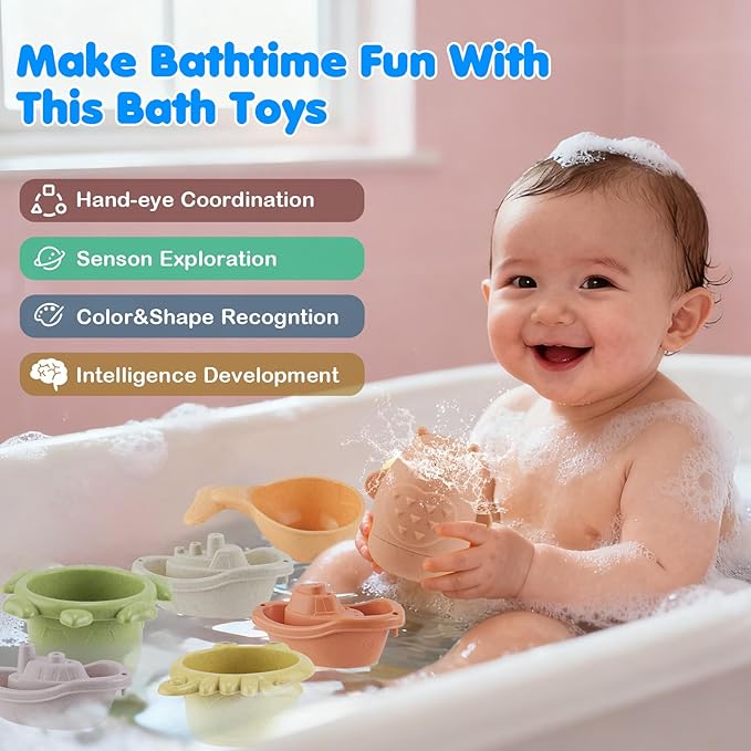 Bath Toy for Kids Toddlers Baby Bath Toys Set with Water Squirt Floating Animals Educational Bathtub Playtime Fun Gifts for Boys Girls Children