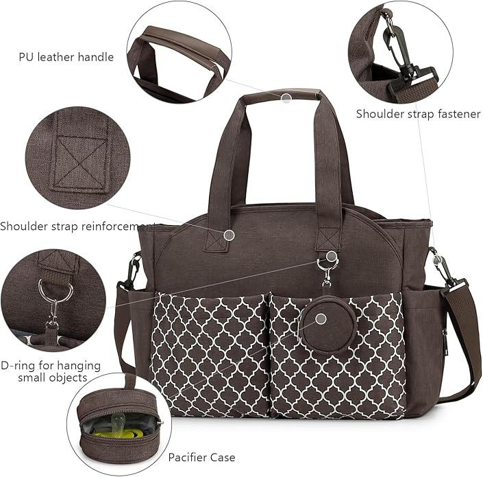 Lmbabter Diaper Bag Tote with Changing Station Upgrade Multi-Function Baby Bag with Adjustable Shoulder Strap