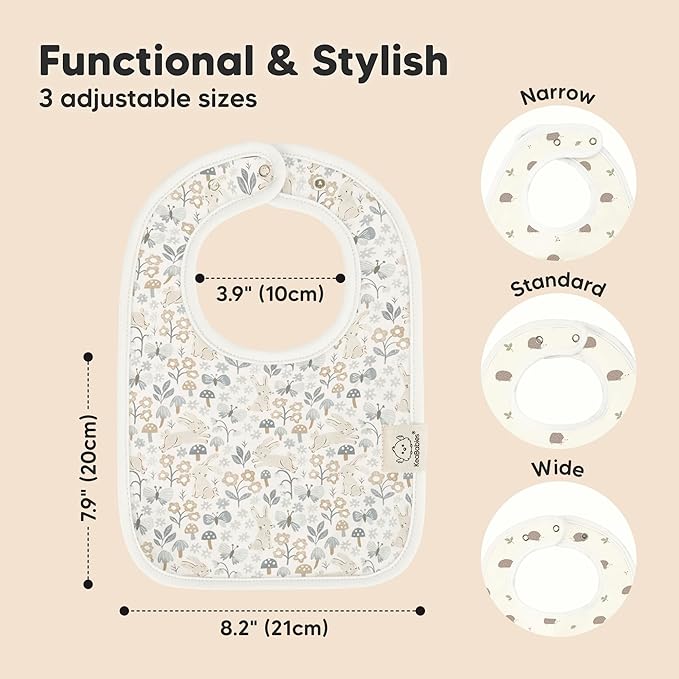 KeaBabies 8-Pack Organic Baby Bibs for Boys, Girls - Super Absorbent Cotton Drool Bibs for Baby Girl & Boy, Teething Toddler, Drooling Newborn, Ultra Soft & Machine Washable (Prairie)