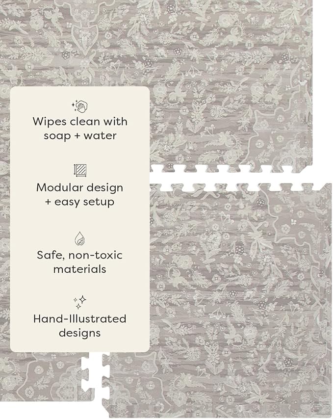 House of Noa Baby Play Mat – 4x8 Emile Grey – Set of 8 Tiles – Cushioned EVA Foam Play Mat for Floor, Soft Interlocking Baby Crawling Mats for Hard Floors