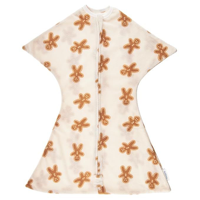 SleepingBaby Zipadee-Zip Transition Swaddle - Cozy Fleece Wearable Blanket with Two-Way Zipper for Baby Sleep - Cookies, Medium (6-12 Month)