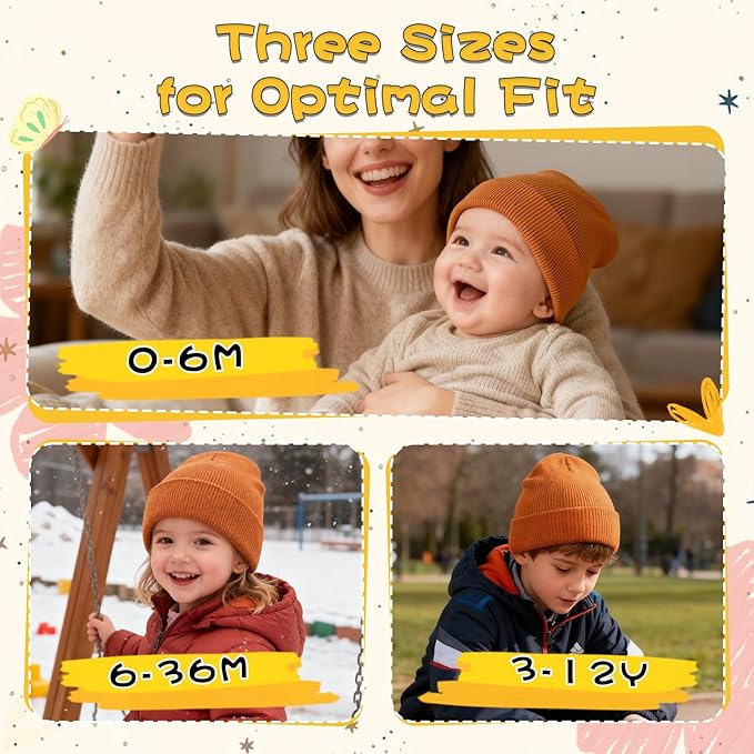 ZOORON Toddler Beanie Baby Kids Beanies Warm Winter Hat Knit Skull Cap for Boys & Girls Soft Children Infant Hat