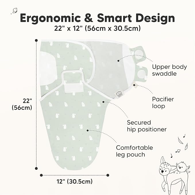 KeaBabies 3-Pack Organic Baby Swaddle Sleep Sacks - Swaddles for Newborns, Infant 0-3 Months, Baby Girls, Boys, Soft & Snug Newborn Sleep Sack, Nursery Swaddling Blankets (Bunnies)