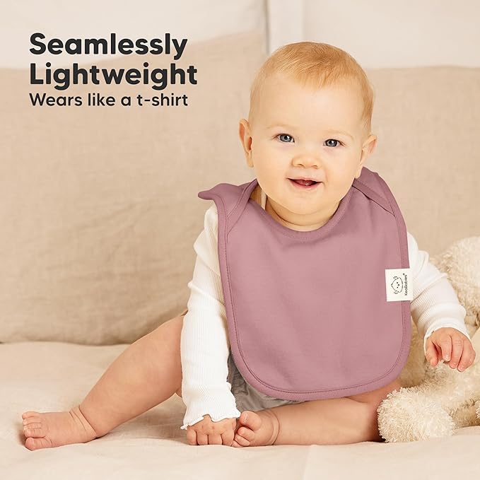 8-Pack Baby Bibs for Boys, Girls - Pullover Bibs for Drooling Teething Baby Girl & Boy Toddler, Newborn, Soft & Absorbent, Cute Colors, Large Torso Coverage Keep Infant Clean & Dry (Mauve)