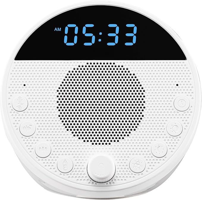 VEVOR Sound Machine, 18 Soothing Sleep Sounds, 7-Color Night Light, 6-in-1 White Noise Sound Machine with Dual Alarms, APP, Auto-Off Timer and Memory Function, for Baby, Adults, Home, Office & Travel