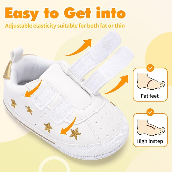 BACSAC Baby Boys Girls Lightweight Shoes Non-Slip Rubber Soft Sole Sneakers Infant First Walking Toddler Crib Shoes Newborn Breathable Loafers Flats 0-18 Months