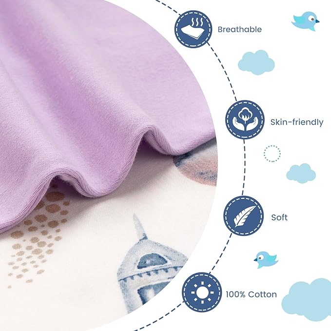 ZIGJOY Shark-Fin Transition Swaddle - 1.0 Tog Baby Sleep Sack Soft Cotton Transitional Swaddle Baby Wearable Blanket