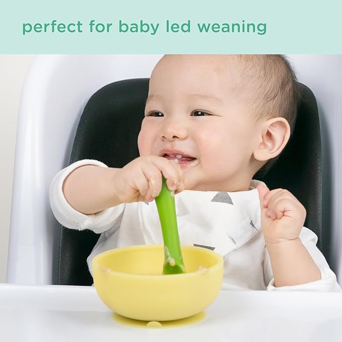 Olababy 100% Silicone Suction Bowl with Lid for Independent Feeding | First Stage Self Feeding Essential for Toddlers and Kids| Baby Led Weaning Snack Feeder | Food Container and Storage |
