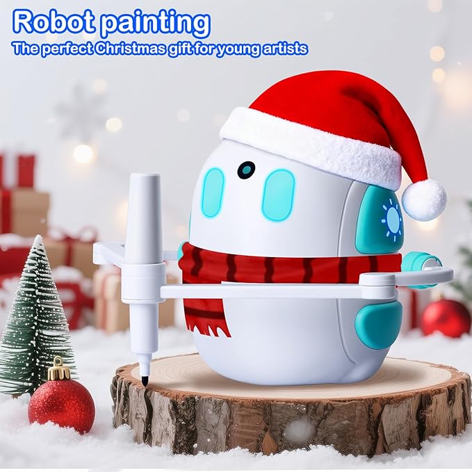 Drawing Robot for Kids 150 Educational Cards Smart Drawing Robot Voice Interactive Partner Montessori Painting Toy for Boys & Girls Ages 3-8 Perfect for Birthdays Christmas and Learning Fun
