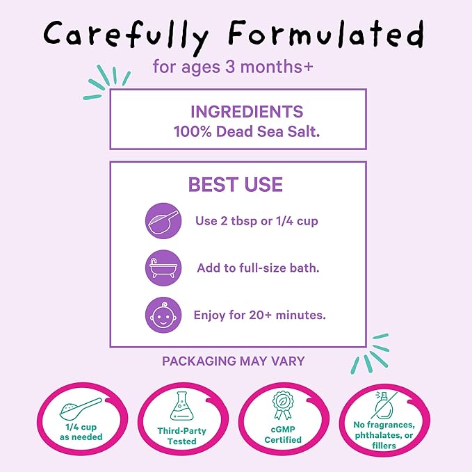 Pink Stork Baby Bath Flakes – Pure Magnesium Chloride Bath Soak for Infants + Toddlers – Fragrance-Free, Non-GMO, No Melatonin – Supports Bedtime Routine, Skin Comfort + Wellness – 16 oz