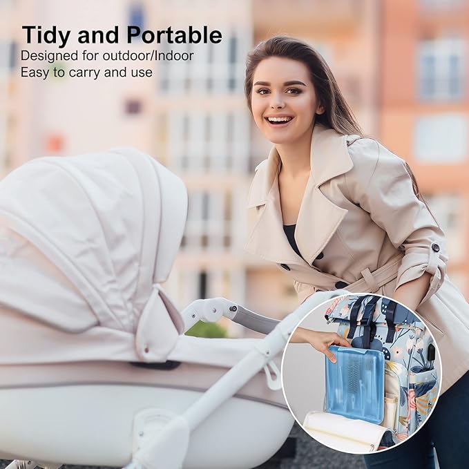 Bottle Brush Set -Baby Travel Essential-6 in 1 Bottle Cleaner Kit with Silicone Bottle Brush,Nipple Cleaner Brush,Straw Brush,Soap Dispenser,Storage Box,Bottle Drying Rack for Home and Travel(Blue)