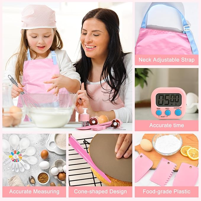 37PCS Kids Cooking Sets Real, Kids Cooking and Baking Gift Set with Storage Case Timer Kid Safe Knives Cutting Board, Toddler Real Kitchen Tools, Birthday Gifts for Girls Boys Age 4 - 8