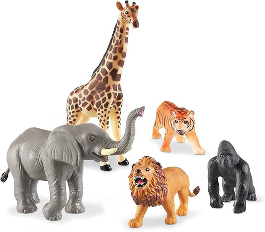 Learning Resources Jumbo Jungle Animals, Animal Toys for Kids, Safari Animals, 5 Pieces, Ages 18 months+